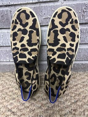 Rothy's Slip-On Leopard Knit Sneakers - Black & Tan